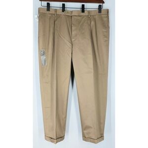 New JOS A BANK Mens 44x29 Travelers Twill Pants Mushroom Brown Wrinkle Free
